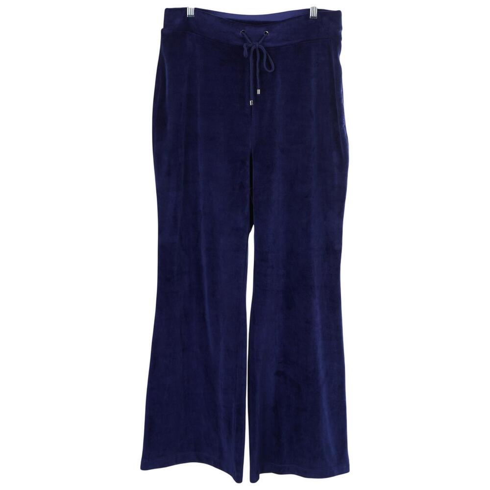 INC International Concepts Pants XL Blue Velour Wide Leg Pull On Casual Lounge